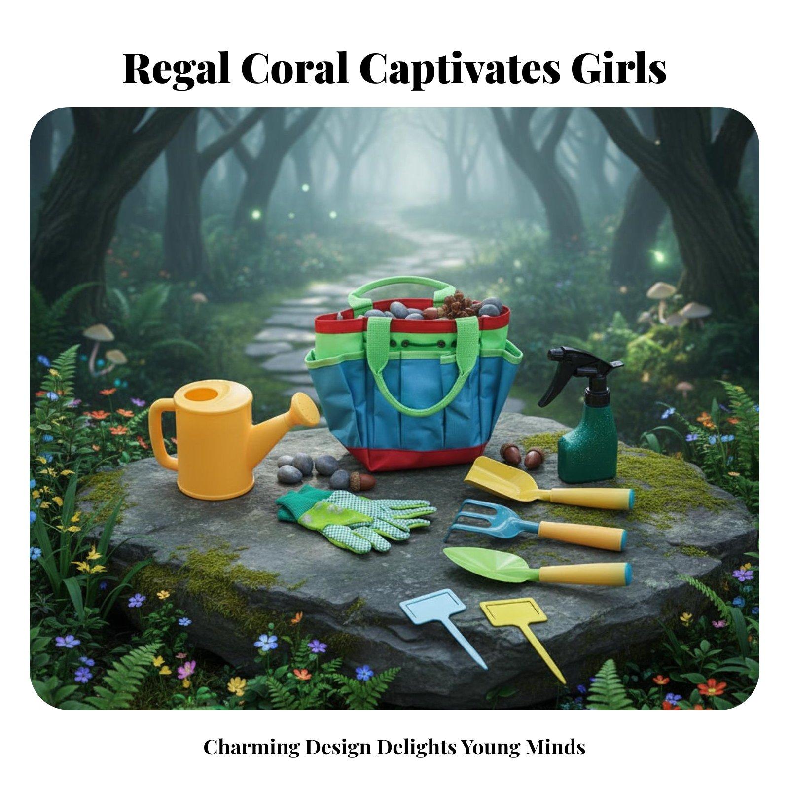 Gardening Tools Girls - 10-częściowy zestaw narzędzi ogrodniczych dla dzieci,