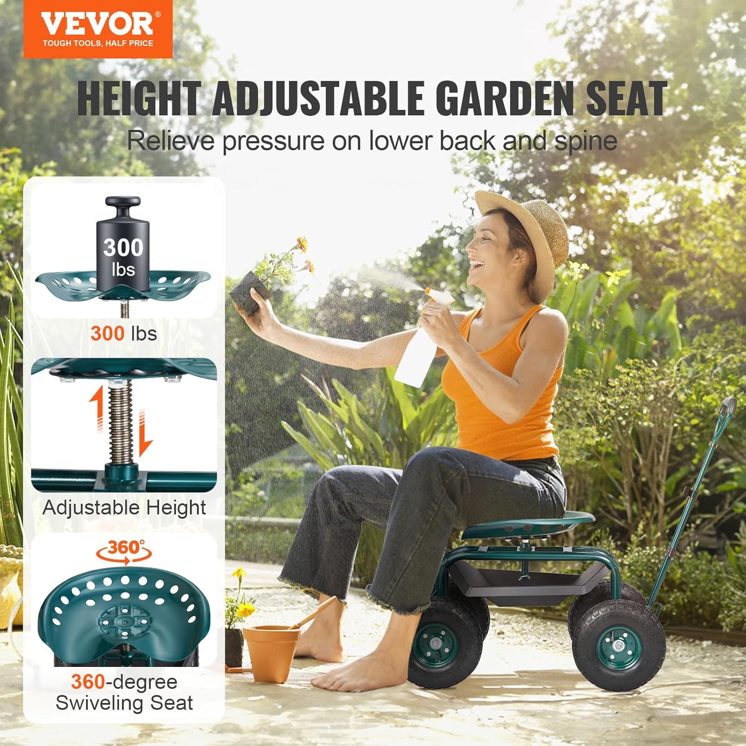 Wózek ogrodowy z kółkami i sie – Gardening Tools Uses recenzja i cena